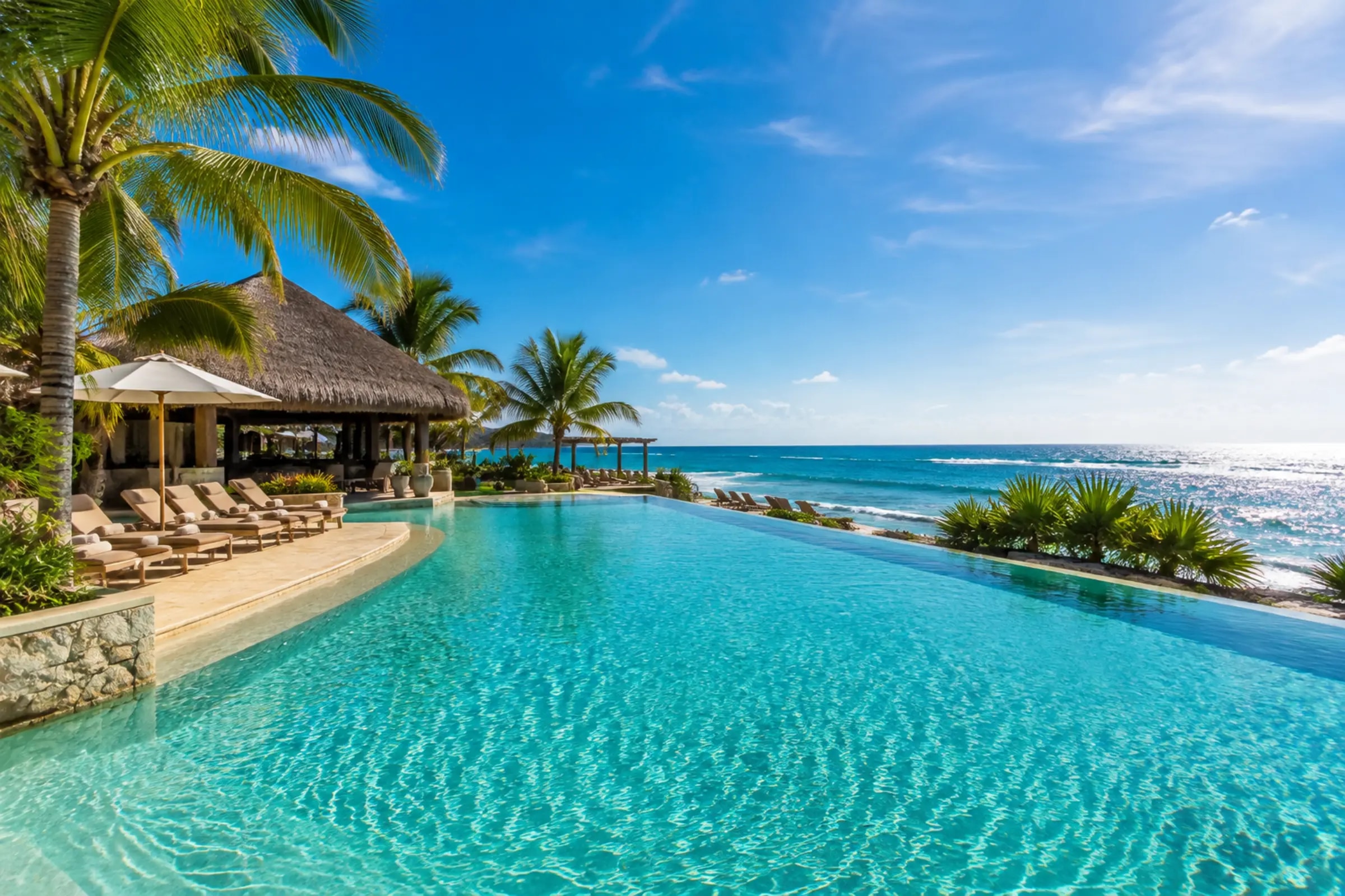 Oceanfront infinity pool at a Puerto Plata resort